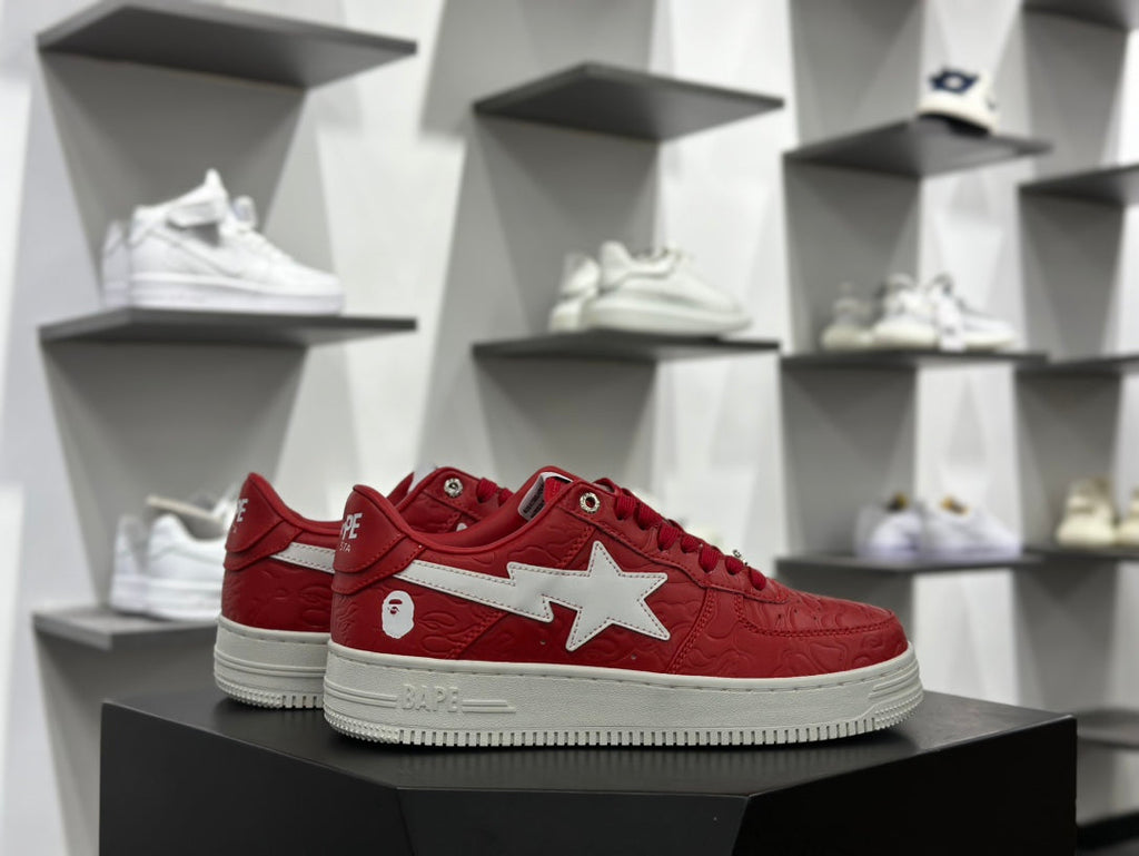 Bapesta Low “Red Suede” Sneakers